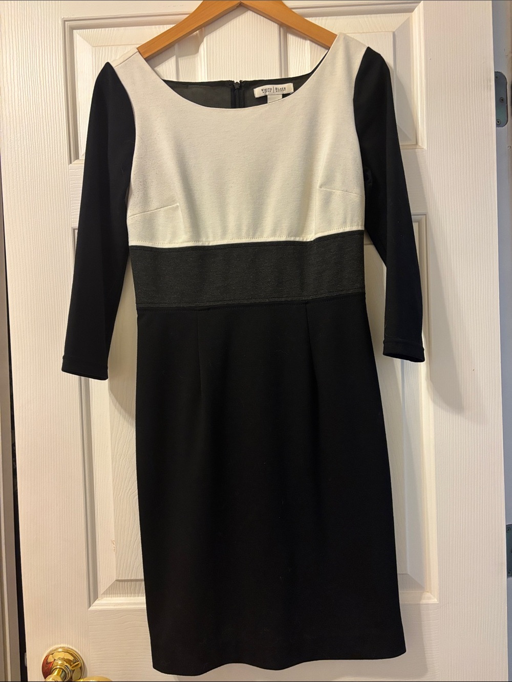 White House Black Market Black and White Ponte Sheath Dress